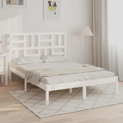 vidaXL Bedframe massief hout wit 135x190 cm 4FT6 Double