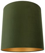 Stoffen Velours lampenkap groen 40/40/40 met gouden binnenkant cilinder / rond