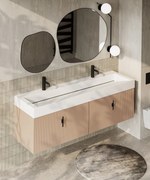 Muebles Calas badmeubel ribbelfront 160cm macchiato met solid surface wastafel met kraangaten