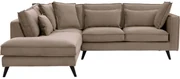 Goossens Bank Suite bruin, stof, 2-zits, elegant chic met ligelement links