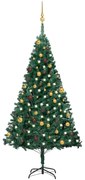 vidaXL Kunstkerstboom met LED's en kerstballen 180 cm PVC groen