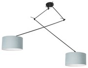 Hanglamp zwart met kap 35 cm lichtblauw verstelbaar 2-lichts - Blitz Modern E27 rond Binnenverlichting Lamp