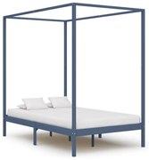 vidaXL Hemelbedframe massief grenenhout grijs 140x200 cm