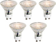 Set van 5 GU10 50mm LED lampen helder 3W 200 lm 2200K