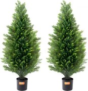 VEVOR Kunstmatige Topiary Cederboom, 91 cm hoog (2 stuks), met extra bladeren en pot, Kunstmatige groenblijvende dennencipres, UV-beschermde kunstmatige groenset