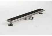 Brauer Douchegoot - 160x7x6.7cm - ondiepe vloerflens - zijuitloop - RVS - mat zwart sw6723/sw242158