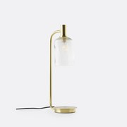 Tafellamp in messing en geribbeld glas, Bogota