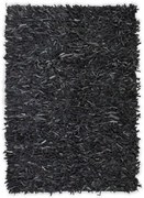 vidaXL Tapijt shaggy hoogpolig 160x230 cm echt leer grijs