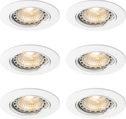 Set van 6 moderne inbouwspots wit kantelbaar GU10 50mm - Edu