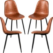 Set 4 Black Teok Kunstlederen Stoelen