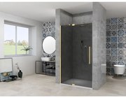 Van Rijn Products ST08 Nis draaideur - 100x200cm - grijs rookglas - dikte 8mm - 2 delig - muurprofiel - stabilisatiestang - Messing ST08300100GRSB