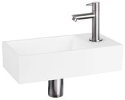 Differnz Solid fonteinset - 36x18.5x9cm - Rechthoek - 1 kraangat - recht chromen matte kraan - Solid surface Wit 38.402.31