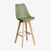 Nordic Hoge Kruk Met Kunstleren Kussen Leger Groen – Koel & ↑75 Cm - Sklum