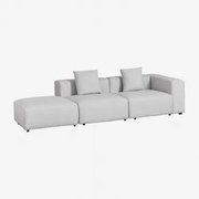 Bruna Modulaire Hoekbank Met Hoge Armleuning En Poef ↔︎285 Cm Stof Gris Glacial - Sklum