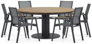 Tuinset Ronde Tuintafel 6 personen 160 cm Aluminium/textileen Grijs Lifestyle Garden Furniture Fiora/Salerno