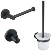Fortifura Calvi Toiletset - toiletborstelhouder - open - handdoekhaak - toiletrolhouder - zonder klep - mat zwart SW639932/SW639936/SW639935