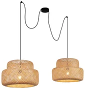 Eettafel / Eetkamer Japandi hanglamp zwart met bamboe 2-lichts - KeaJapandi E27 Scandinavisch Binnenverlichting Lamp