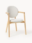 Houten stoel Maia met bouclé bekleding