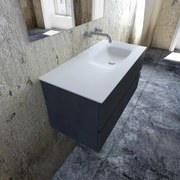 Zaro Valencia Solid Surface badmeubel 100cm mat antraciet zonder kraangat spoelbak rechts