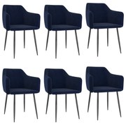 vidaXL Eetkamerstoelen 6 st fluweel blauw