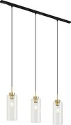 Modern railsysteem zwart met 3 hanglampen goud met helder glas 1-fase - Iconic Laura