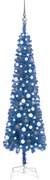 vidaXL Kerstboom met LED's en kerstballen smal 210 cm blauw