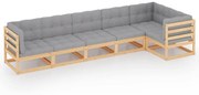 vidaXL 6-delige Loungeset met kussens massief grenenhout