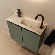 Mondiaz Ture DLux toiletmeubel 60cm army met wastafel frappe rechts met kraangat