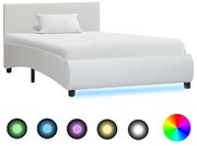 vidaXL Bedframe met LED kunstleer wit 90x200 cm