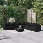 vidaXL 8-delige Loungeset met kussens poly rattan zwart