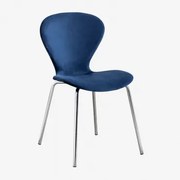 Set Van 2 Stapelbare Eetkamerstoelen Van Fluweel Blauw & Grijs – Chroom - Sklum