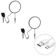 Buitenlamp Set van 2 prikspots zwart 60cm incl. LED oplaadbaar en solar IP65 - Adalind Design IP65 Buitenverlichting rond