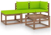 vidaXL 4-delige Loungeset pallet met kussens geïmpregneerd grenenhout