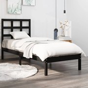 vidaXL Bedframe massief hout zwart 75x190 cm 2FT6 Small Single