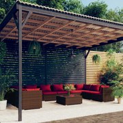 vidaXL 11-delige Loungeset met kussens poly rattan bruin