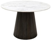 Kare Design Glenn Ronde Eettafel Zwart Met Wit Marmer - 115 X 115cm.