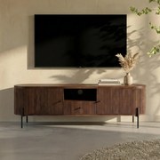 Tv-meubel 160 Cm Ribbel Hout Bruin - 160x40x50cm.