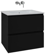 Adema Chaci Badkamermeubelset - 80x46x55cm - 1 keramische wasbak wit - zonder kraangaten - 2 lades - mat zwart SW1212768/SW773926