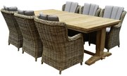 Darwin Ares dining tuinset 240x120xH77 cm 7 delig teak rotan grijs