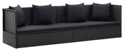 vidaXL Tuinbed met kussens poly rattan zwart