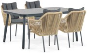 Tuinset 4 personen 160 cm Aluminium/rope Taupe Lifestyle Garden Furniture Marbella/Tavano