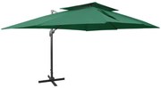 vidaXL Zweefparasol met dubbel dak 400x300 cm groen