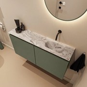 Mondiaz Ture DLux toiletmeubel 100cm army met wastafel glace rechts zonder kraangat