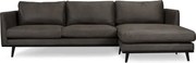 Loungebank Odissi chaise longue rechts - leer Kentucky antraciet 01 - 2,58 x 1,60 mtr breed