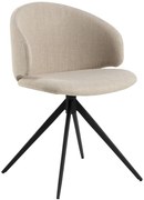 NELA NELA Beige (stof Basel 24)/zwarte poten - MODERNE GESTOFFEERDE DRAAISTOEL VOOR WOONKAMER/EETKAMER/KANTOOR LOFT