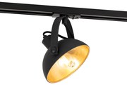 Industriële 1-fase railspot zwart met gouden binnenkant - Iconic Magnax