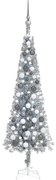 vidaXL Kerstboom met LED's en kerstballen smal 120 cm zilverkleurig