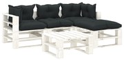 vidaXL 5-delige Loungeset met antracietkleurige kussens pallet hout