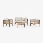 Tuinset Met 2-delige Modulaire Bank Met Armleuningen, 2 Fauteuils En Salontafel In Branson Acaciahout Acacia Bruin - Sklum