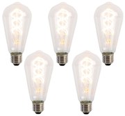 Set van 5 E27 LED lampen spiraal filament ST64 5W 400 lm 2200K